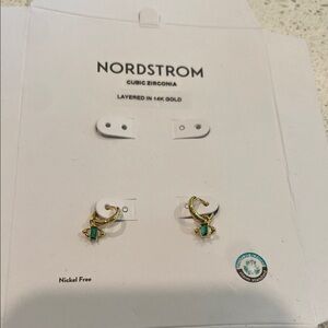 Nordstrom Gold and Green Eye Earrings
